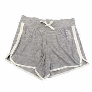 Justice Athletic Shorts XL Gray White Trim Cotton Blend Activewear Drawstring